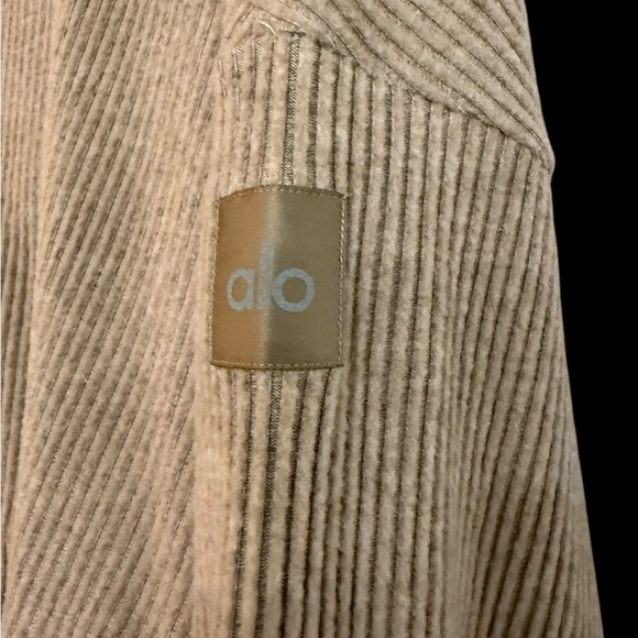 ALO Yoga Muse hoodie cropped ribbed-knit in gravel heather size M - Picture 2 of 5